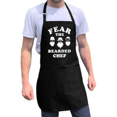 PrijuostėMen Fear The Bearded Chef Fun BBQ prijuostė Vienas dydis tinka visiems