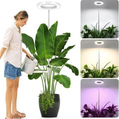 160 cm augalų lempa LED pilno spektro LED lempa kambariniams augalams, reguliuojamo aukščio LED auginimo lempa gėlėms su laikmačiu 3/9/12 val., su USB adapteriu, 3 šviesos režimais ir 10 ryškumų