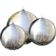vidaXL 3 x sodo fontano sfera su LED nerūdijančio plieno rutuliu Sodo fontanas Rutulys fontanas Dekoratyvinis fontanas Rutulys fontanas rutulys sodo nerūdijančio plieno