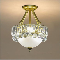 LED Kristall Deckenleuchte Runder Bauernhaus-Deckenleuchter aus Kristall, halbbündige Montage, moderne Deckenleuchte, Deckenleuchte for Esszimmer, Wohnzimmer, Foyer, Küche, Balkon, Schlafzimmer(Gold,5