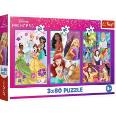 Dėlionė 3x80 detalių princesės ir draugai Disney