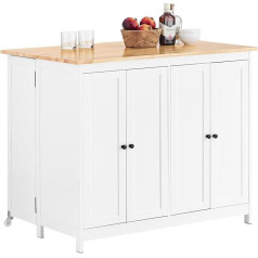 Sobuy KNL10-WN Sideboard Virtuvės sala su išskleidžiamu darbo paviršiumi ir keturiomis durimis Virtuvės spintelė Highborad Komoda Balta Š x V x D x Š x V x H x D x H x D x H x D x H x D x H x H x H x D x D x