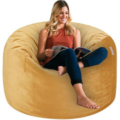 Habutway Pliušinė kėdė 91 cm, prabangus aksomas, itin minkštas kailis su itin elastingomis atminties putomis, pliušinė kėdė suaugusiesiems, pliušinė sofa su pūkuota, išimama kempine, 91 cm, citrinų geltonos spalvos