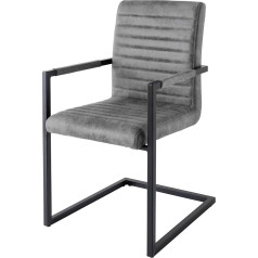 Invicta Interior riess-Ambiente.de Palėpės konsolinė kėdė Vintage Grey su porankiais Sūpynės kėdė Valgomojo kėdė Porankis kėdė