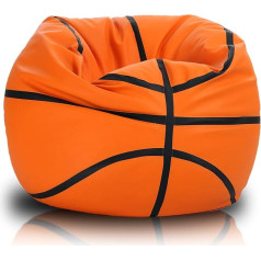 Ecopuf Krepšinio krepšinio krepšys XL - dirbtinės odos žaidimų pagalvėlė - idealiai tinka futbolo sirgaliams, vaikams - svetainės krepšys Bean Bag - aksominis krepšys Bean Bag - žaidimų kėdės maišelis Pouf Sack - 100 x 55 cm, oranžinis: K