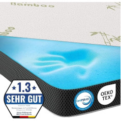 Mks. ® Gelinis antčiužinys 100 x 200 cm, H2 H3 čiužinio antčiužinys su 7 cm gelinių atminties putų, patogus pagalvių antčiužinys su 3D oro srautu, viskoelastinis antčiužinys su nuimamu bambuko užvalkalu