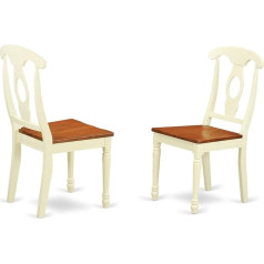 East West Furniture KEC-BLK-W Virtuvė KEC-WHI-W Medinė sėdynė pasukų / vyšnių apdaila