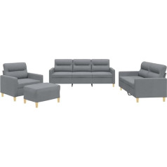 Vidaxl Sofos komplektas 4 dalių fotelis Kanapė su pagalvėle Kojinė sofa Svetainės sofa su porankiais Sofos komplektas Dizainerių sofos sėdimieji baldai Minkšti baldai Šviesiai pilkas audinys