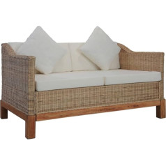 Vidaxl Sofa 2-vietė su pagalvėlėmis Ratano sofa Lounge Sofa svetainės baldai Svetainės sofa Ratano baldų dizainas Sofa krepšelis Sofa Dviejų vietų sofa Natūralus rotangas