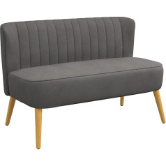 Homcom Dvivietė medžiaginė sofa, minkšta sofa, dvivietė sofa, svetainės baldai, poilsio sofa, mediena, aksominės poliesterio putos, tamsiai pilka, 117 x 56,5 x 77 cm