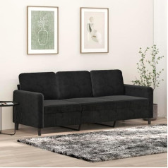 Ccciner 3 vietų sofa, juoda, 180 cm, aksomas, prabangi aksominė sofa su 3 sėdimomis vietomis, jauki ir moderni jūsų namams, Sofos ir sofos