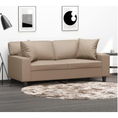 Klyeon 2 vietų sofa su dekoratyvinėmis pagalvėlėmis, kapučino rudos spalvos, 140 cm, dirbtinė oda, moderni 2 vietų sofa iš dirbtinės odos, jauki ir patvari svetainė, sofos
