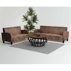 Zeyuan Sofos komplektas 2 dalių sofa lova, sofa lova, sofa su miego funkcija, sofa lova, sofos ir kušetės, relaksacinė sofa, dirbtinė oda su zomšine išvaizda, ruda