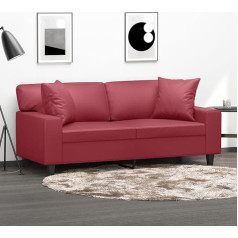 Ccciner 2 vietų sofa su dekoratyvinėmis pagalvėlėmis Vyno raudona 140 cm dirbtinė oda, stilinga 2 vietų sofa vyno raudonos spalvos: Modernus dizainas su dekoratyvinėmis pagalvėlėmis ir dideliu komfortu Sofos ir sofos