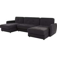 S-Style Möbel Kampinė sofa 311 x 147 x 83 cm su miego funkcija Trys lovos dėžės Reguliuojami atlošai Mikropluošto U formos laisvai pastatoma 
