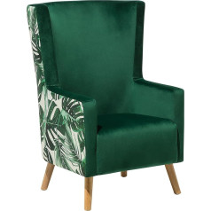 Beliani Madinga Oneida Wingback kėdė Vienintelė kėdė Žalias aksomo audinys