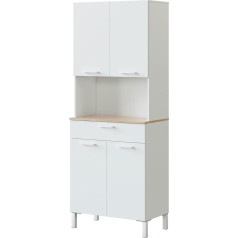 Habitdesign Virtuvės spintelė, šoninė spintelė, 4 durys + 1 stalčius ir vidinė lentyna, arktinės baltos spalvos ir kanadietiško ąžuolo, matmenys: 72 cm (plotis x 186 cm (aukštis) x 40 cm (gylis)