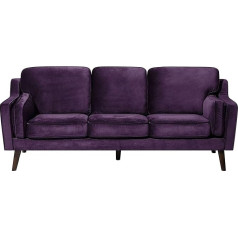 Beliani Šiuolaikinė aksomo audinio sofa violetinės spalvos, 3 sėdimų vietų, 