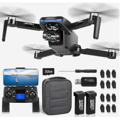 HHD dronas su 4K kamera suaugusiems pradedantiesiems, 32 GB SD kortelė, 3 ašių stabilizavimas, 10000 pėdų vaizdo perdavimas, 5G GPS RC kvadrokopteris su bešepetėliniu varikliu, automatinis grįžimas (juodas)