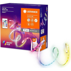 LEDVANCE Smart+ WiFi Flex 3M LED juosta, balta, 15 W, 350 lm, reguliuojamas apšvietimas, dinaminis magiškas RGB šviesos efektas, individualus šviesos spalvos pasirinkimas, valdoma programėle, ilgaamžė, lengvai montuojama, IP20