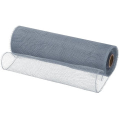 QUARKZMAN Jutos tinklas, 1 Stück 10 Zoll x 30 Fuß PP Dekoratives Netzband Netzband zum Verpacken von Weihnachtskranz-Partydekorationen DIY-Handwerk, Grau