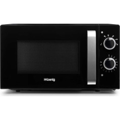 H.Koenig VIO8 Mikrobangų krosnelė 20 l, juoda, kompaktiško dizaino, galinga 700 W, 24,5 cm apsukų stalas, daugiafunkcinė, 5 kaitinimo nustatymai, atitirpinimo funkcija, laikmatis iki 30 min.