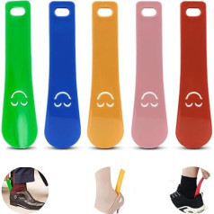 Pakuotė iš 5 mini batų ragelių Plastikinis batų ragas mažas trumpas 3,7 x 15 cm batų ragas mažas vyrams moterims vaikams Penkios spalvos