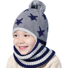 Vivi Idee Vaikų Slip-On kepurė šalikas kepurė Balaclava vaikams nuo 4 metų Fleece vilnos kepurė Megzta kepurė Žieminė kepurė berniukai