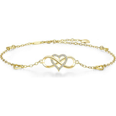BlingGem Anklet moterims sidabro begalybės širdis rožinio aukso Anklet vasaros apvalus kubinis cirkonis moterų dovana gimtadienio jubiliejui 27,5 cm