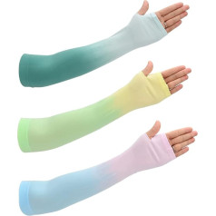 3 poros rankų rankovių UPF50+ UV apsauga Vėsinančios rankų šildytuvai Spalvų gradientas Vasaros saulės apsauga vyrams Moterų tatuiruotės dangtelis Unisex rankovės Kompresinės rankų rankovės Neslystančios lauko bėgimui,