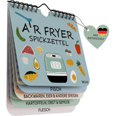 WUNI Airfryer priedai - kompaktiškas temperatūros, trukmės ir kiekio kontrolinis lapelis - vokiška oro keptuvės viryklė - Ninja karšto oro keptuvės priedai - oro keptuvės receptų knyga (popierinė, Scandi - šviesi)