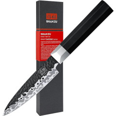 SHAN ZU 10 cm peilis vaisiams skusti, japoniškas 9Cr18MoV nerūdijantis plienas, 7 sluoksnių rankomis kaltas virtuvinis peilis, itin aštrus, ergonomiška G10 rankena
