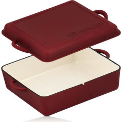 Mahlzeit Ketaus emaliuotas kepimo indas 10,5 litro grublėto paviršiaus tamsiai vyšninis kepimo indas 2-in-1 su keptuve Kepimo indas su dangčiu Krosniai saugus emaliuotas kepimo indas Duonos puodas