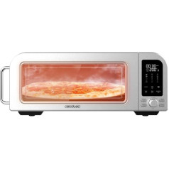 Cecotec Forno Bravo Elektroofen mit Fenster für Pizza & Co Forno Bravo, 2000 W, Fassungsvermögen 18 l, Edelstahl, flaches Design für Pizza, 9 Portionen, Umluftventilator, 15 Modi