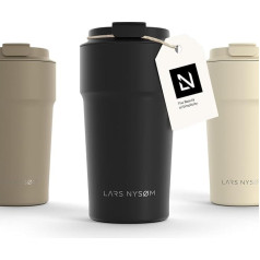 LARS NYSØM terminis kavos puodelis 500 ml, 0,5 litro talpos kelioninis puodelis be BPA su izoliacija, sandarus nerūdijančio plieno terminis puodelis kavai ir arbatai keliaujant, arbatos puodelis (oniksas, 500 ml)