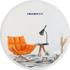 Großer Wandspiegel, rund, 80 x 80 cm, weißer Metallrahmen, Spiegel, HD-Glas, für Badezimmer, Wohnzimmer, Schlafzimmer