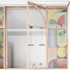 Neukids Langų plėvelė Retro geometrinis modelis Spalvingas stiklo lango lipdukas Savarankiškai lipnios langų nuotraukos Langų apdaila Dvipusis modelis Gyvenamasis kambarys Miegamasis Virtuvė Vonios kambarys Langų tatuiruotė 30 x