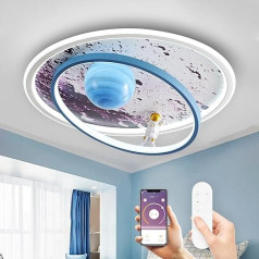 AHXIAOZN LED lubų šviestuvas vaikų kambariui, modernaus dizaino mėnulio astronautų lubų šviestuvas, reguliuojamas nuotolinio valdymo pulteliu, vaikų animacinių filmų lubų apšvietimas berniukų mergaičių miegamajam