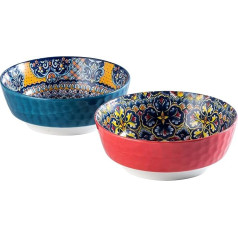 HENXFEN LEAD 1440 ml salotų dubuo, dideli porcelianiniai serviravimo dubenys, 2 vnt., keraminiai dubenys ramentams, sriubai, vaisiams, užkandžiams ir kt. Spalvingi - bohemiško stiliaus