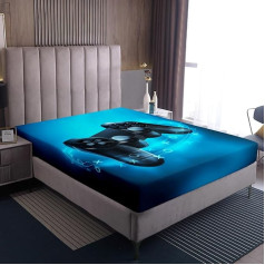 Berniukų žaidimų patalynės komplektas, vaikiškas žaidimų kompiuterio patalynės komplektas, 90 x 200 cm, modernus VR žaidėjo patalynės komplektas paaugliams, mergaitėms, žaidėjams, žaidėjams, žaidžiantiems Joystick, namams, miegamojo deko