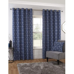 Sundour Kelso geometrinis Eyelet užuolaidos visiškai išklotos Navy 90
