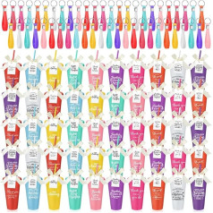 50 rinkinių Wertschätzungsgeschenke für Mitarbeiter, Großpackung, 680 ml, Kunststoffbecher mit Deckel, Trinkhalme, Dankeschön, Schlüsselanhänger mit Schleife, Weihnachtsschätzungsgeschenke für