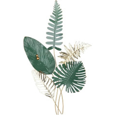 GILDE Dekoratyvinis sienų reljefas Sienų dekoracija XXL - 3D metalinis paveikslas Lapai Papartis - Dekoravimas Gyvenamasis kambarys - Spalvos: Žalias auksas - 54 x 90 cm