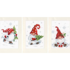 Vervaco Bookmark Cross Stitch siuvinėjimo rinkiniai Counted Cross Stitch Kalėdiniai nykštukai 3 DIY atvirukų rinkinys Suaugusiųjų siuvinėjimo amatų rinkinys apie 10,5 x 15 cm Siuvinėjimo rinkinys pradedantiesiems Kūrybiškumas