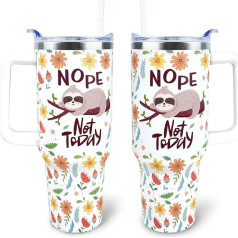 Lėtukas Tumbler su rankena ir šiaudeliu dangteliu, nepralaidžios lėliuko dovanos moterims, mielas lėliuko kelioninis kavos puodelis, 1,2 l puodelis Motinos dienai, gimtadieniui, moterims