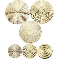 7 dalių modernaus metalinio sienų meno rinkinys, auksinis sienų dekoras gyvenamajam kambariui, apvalus metalinis sienų menas su saulės spindulių raštu, skirtas elegantiškam ir madingam namų dekoravimui