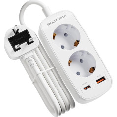 Adapteris Anglija Vokietija kištukas, kelioninis adapteris JK su PD20W USB greituoju įkrovimu, 2 krypčių lizdo adapteris Anglija G tipo 1,5 m kabelis JK adapteris Jungtinei Karalystei, Londonui, Airijai, Kiprui, Dubajui, Singapūrui