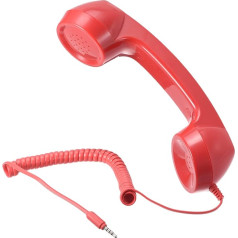 3,5 mm retro telefono ragelis, telefono imtuvas su mikrofonu ir garsiakalbiu, lygus raudonas