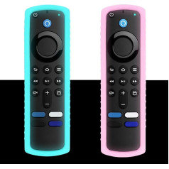 Schutzhülle für Fernbedienung, freundliches Silikon-Material, staubdicht, waschbar, sturzsicher, kompatibel mit den meisten Modellen von 4K-Sprachfernbedienungen, leuchtet im Dunkeln, Blau und Rosa, 2