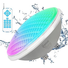 KWODE LED baseino apšvietimas PAR56, 40 W RGB laiko 2/4/6H baseino apšvietimas, IP68 vandeniui atspari baseino lempos šviesa su nuotolinio valdymo pulteliu, povandeninis baseino žibintas [12 V AC/DC]